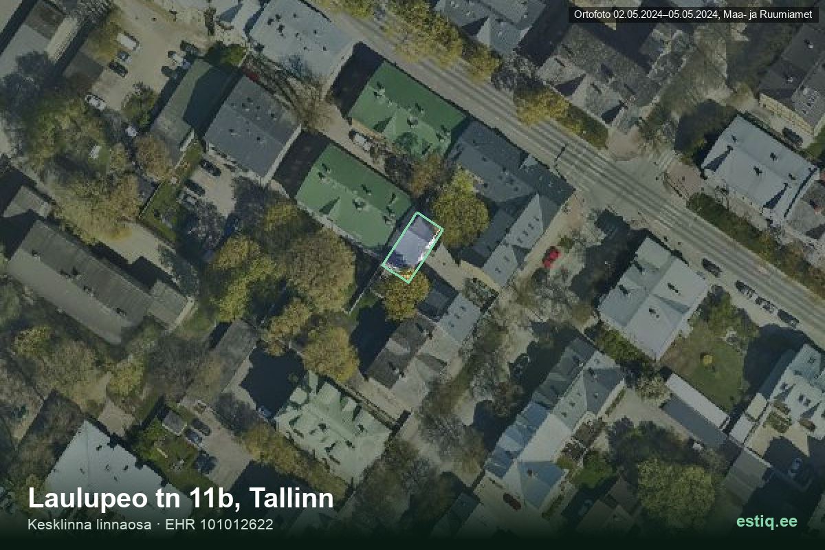 Laulupeo tänav 11b, Tallinn – aerial photo of the building, outline from the Building Register (EHR)