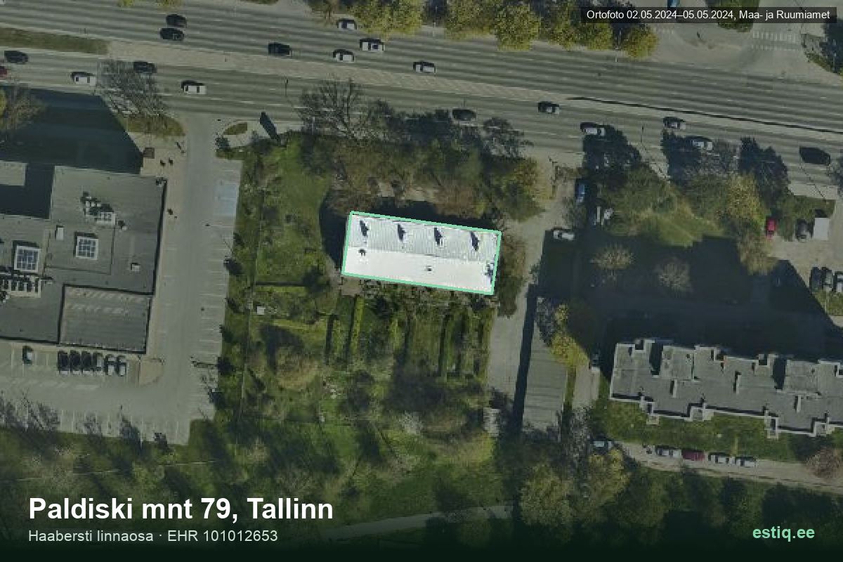 Paldiski mnt 79, Tallinn – ilmakuva rakennuksesta, ääriviiva rakennusrekisteristä (EHR)