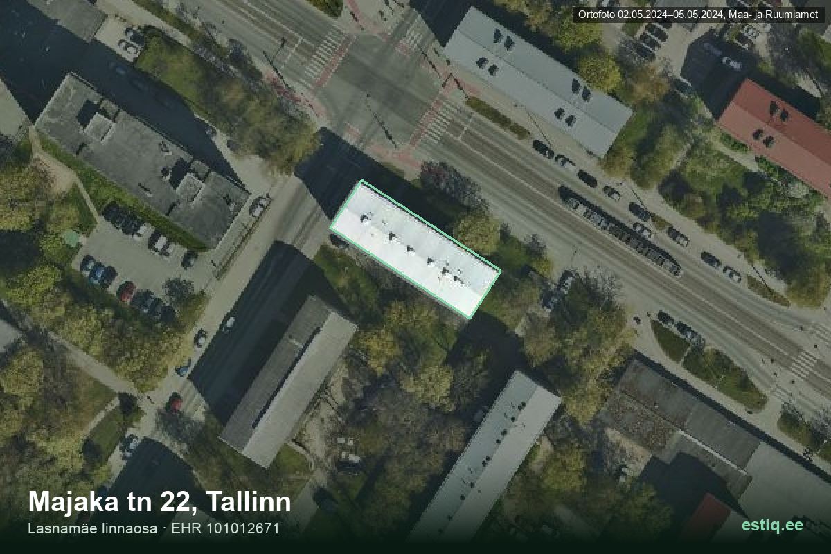 Majaka tänav 22, Tallinn – hoone aerofoto, kontuur ehitisregistri (EHR) andmetest