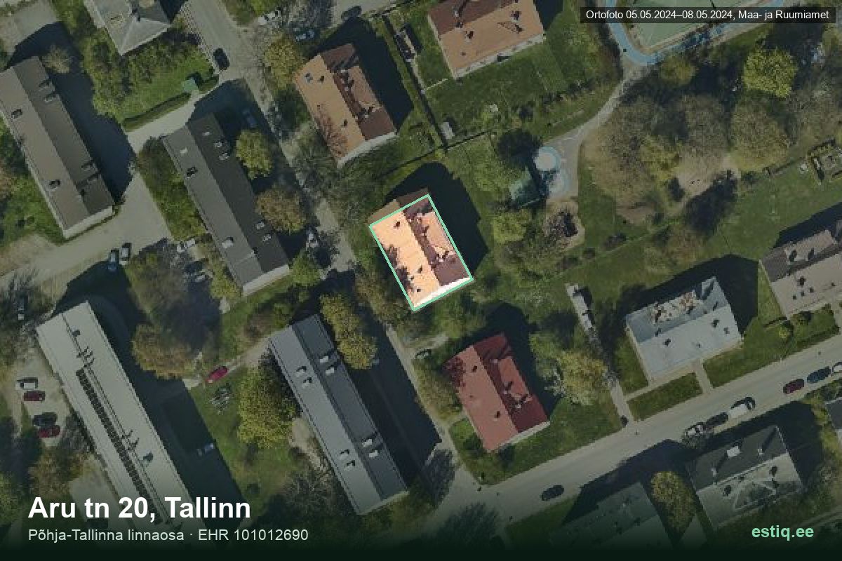 Aru tänav 20, Tallinn – aerial photo of the building, outline from the Building Register (EHR)