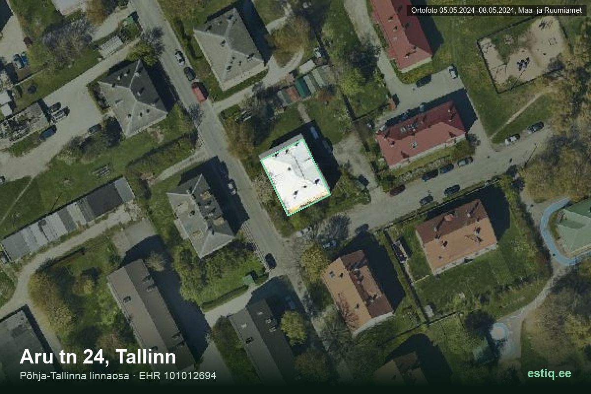 Aru tänav 24, Tallinn – hoone aerofoto, kontuur ehitisregistri (EHR) andmetest
