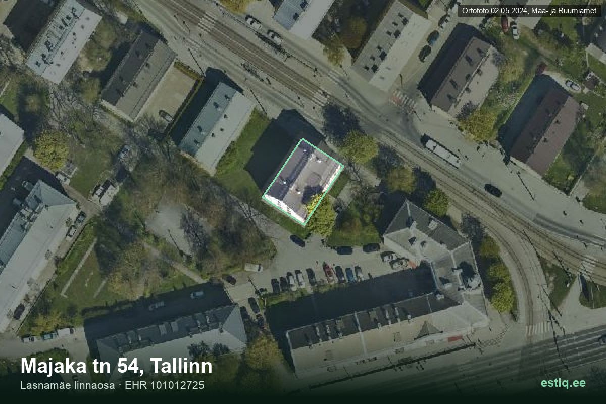 Majaka tänav 54, Tallinn – hoone aerofoto, kontuur ehitisregistri (EHR) andmetest
