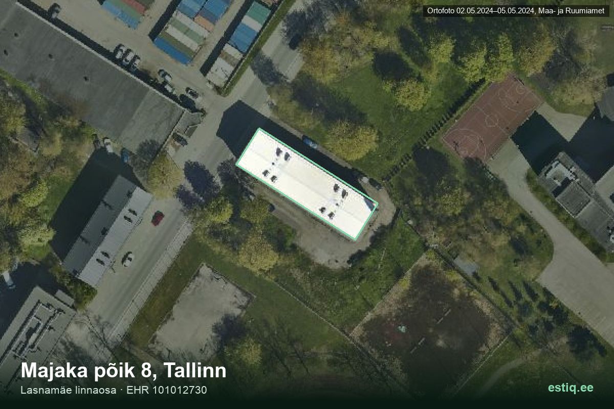 Majaka põik 8, Tallinn – hoone aerofoto, kontuur ehitisregistri (EHR) andmetest