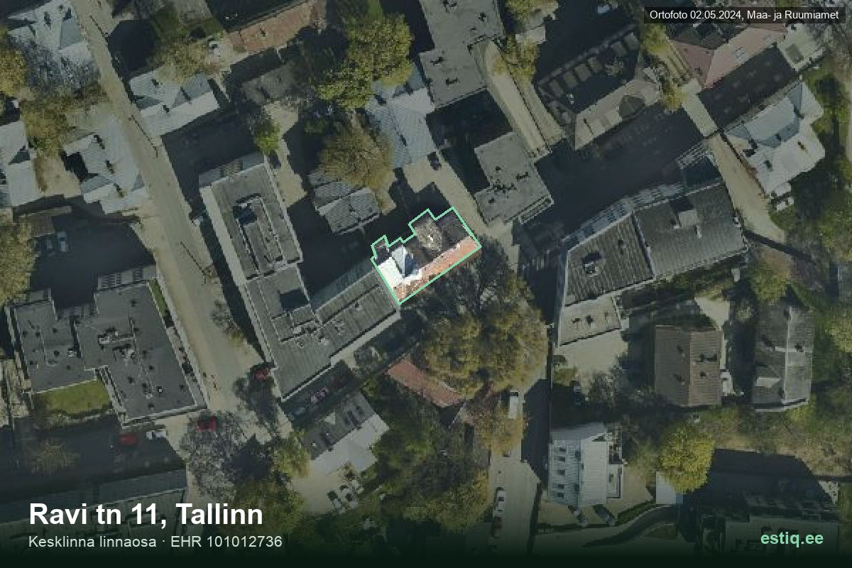 Ravi tänav 11, Tallinn – hoone aerofoto, kontuur ehitisregistri (EHR) andmetest