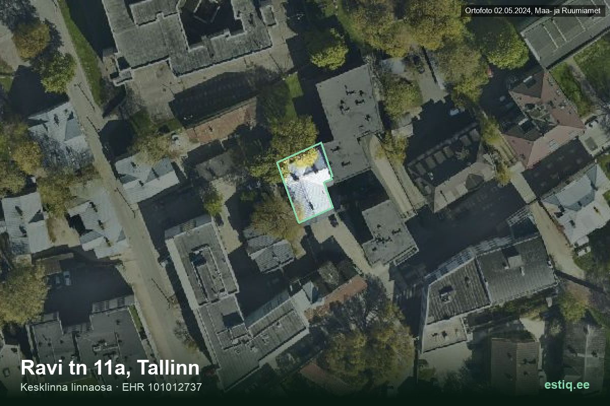 Ravi tänav 11a, Tallinn – ilmakuva rakennuksesta, ääriviiva rakennusrekisteristä (EHR)