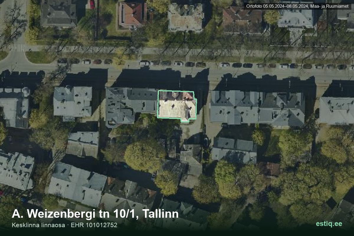 A. Weizenbergi tänav 10/1, Tallinn – hoone aerofoto, kontuur ehitisregistri (EHR) andmetest