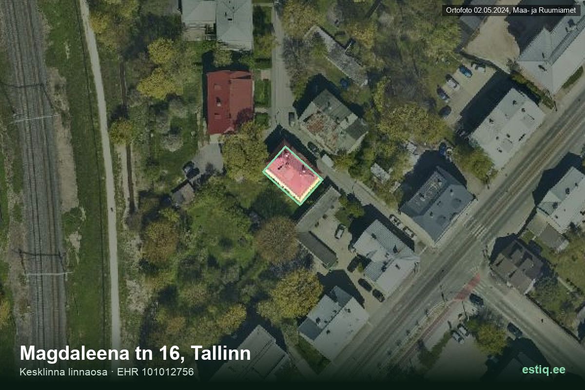 Magdaleena tänav 16, Tallinn – aerial photo of the building, outline from the Building Register (EHR)