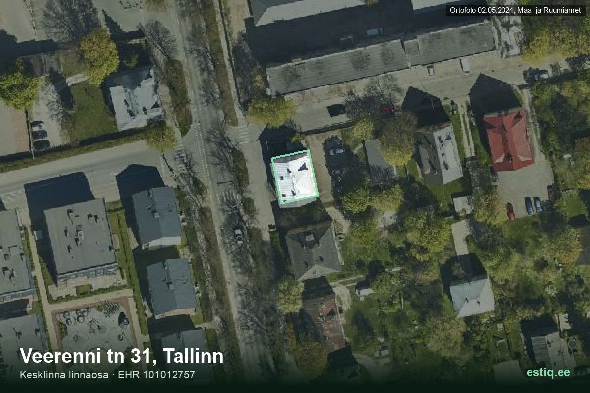 Veerenni tänav 31, Tallinn – hoone aerofoto, kontuur ehitisregistri (EHR) andmetest