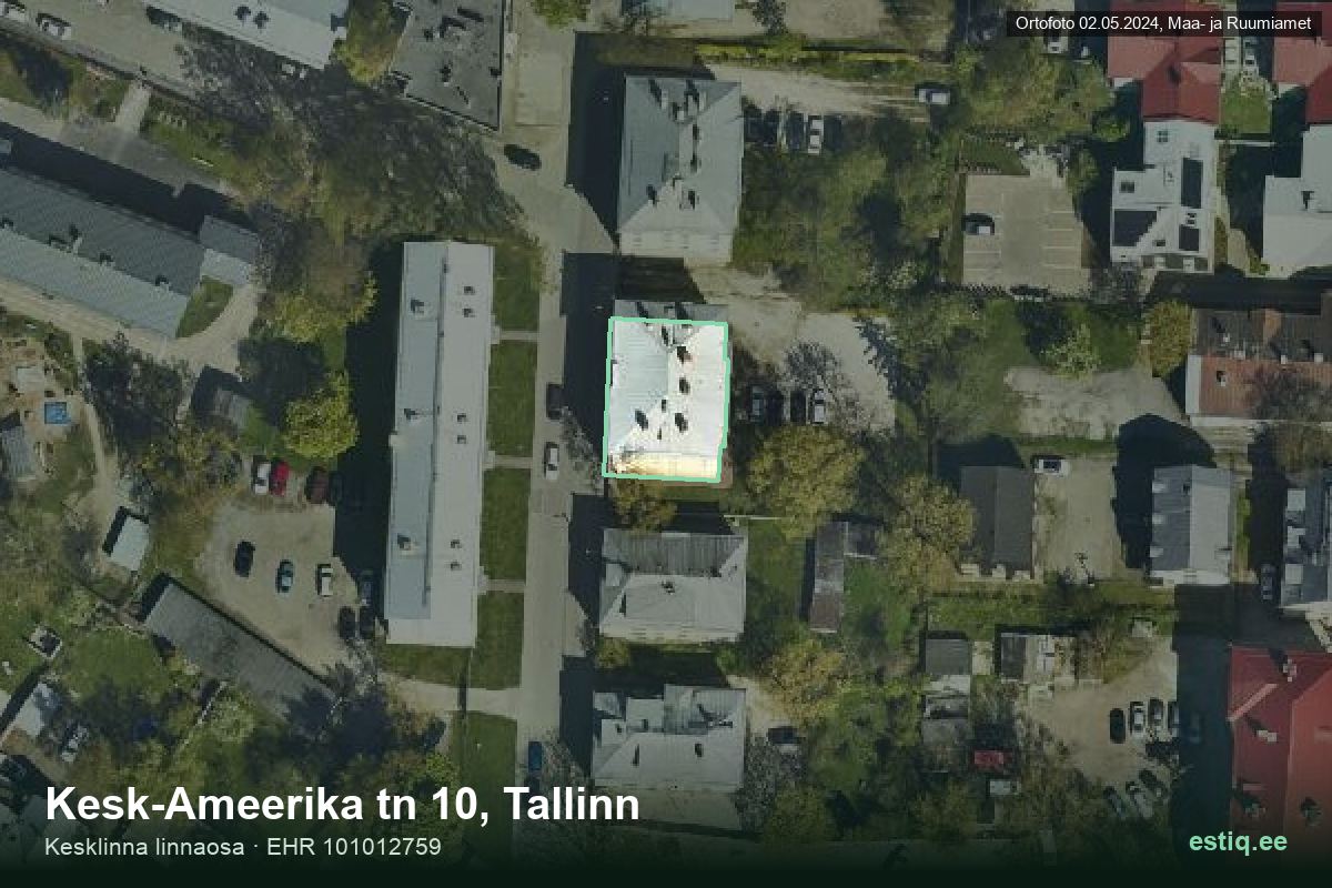 Kesk-Ameerika tänav 10, Tallinn – aerial photo of the building, outline from the Building Register (EHR)