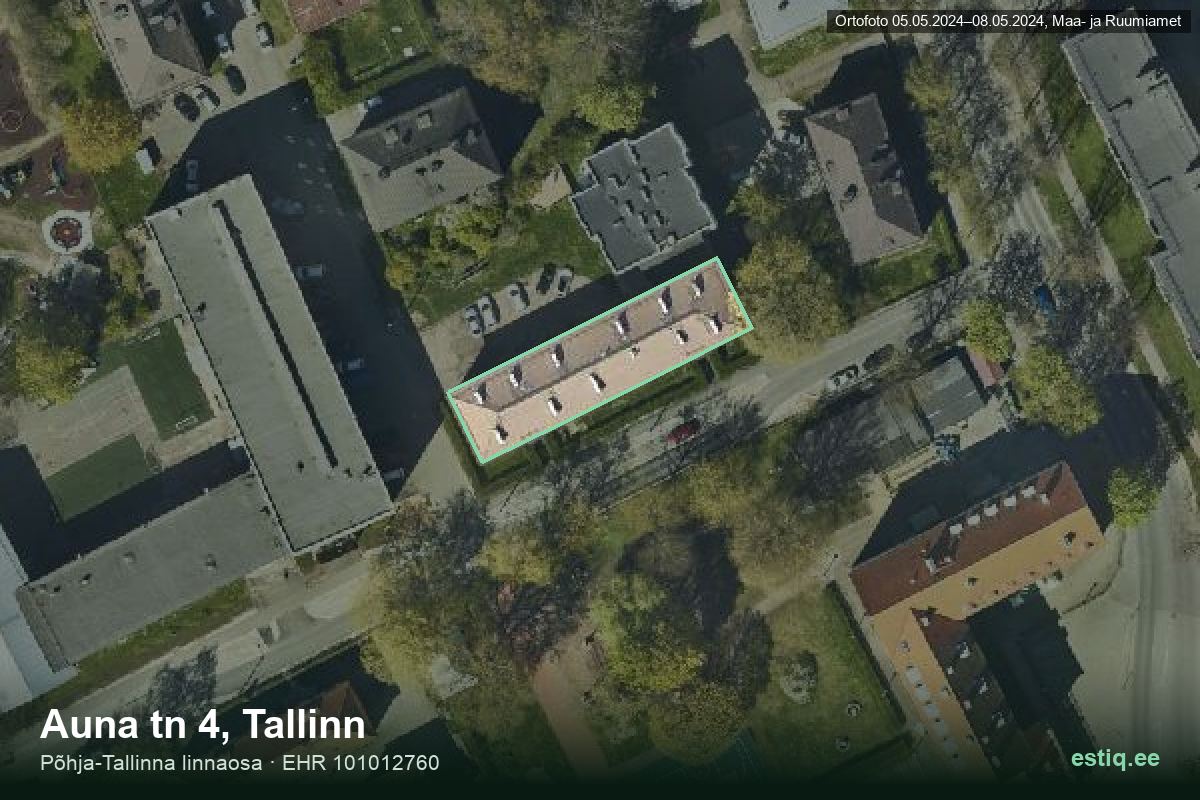 Auna tänav 4, Tallinn – ilmakuva rakennuksesta, ääriviiva rakennusrekisteristä (EHR)