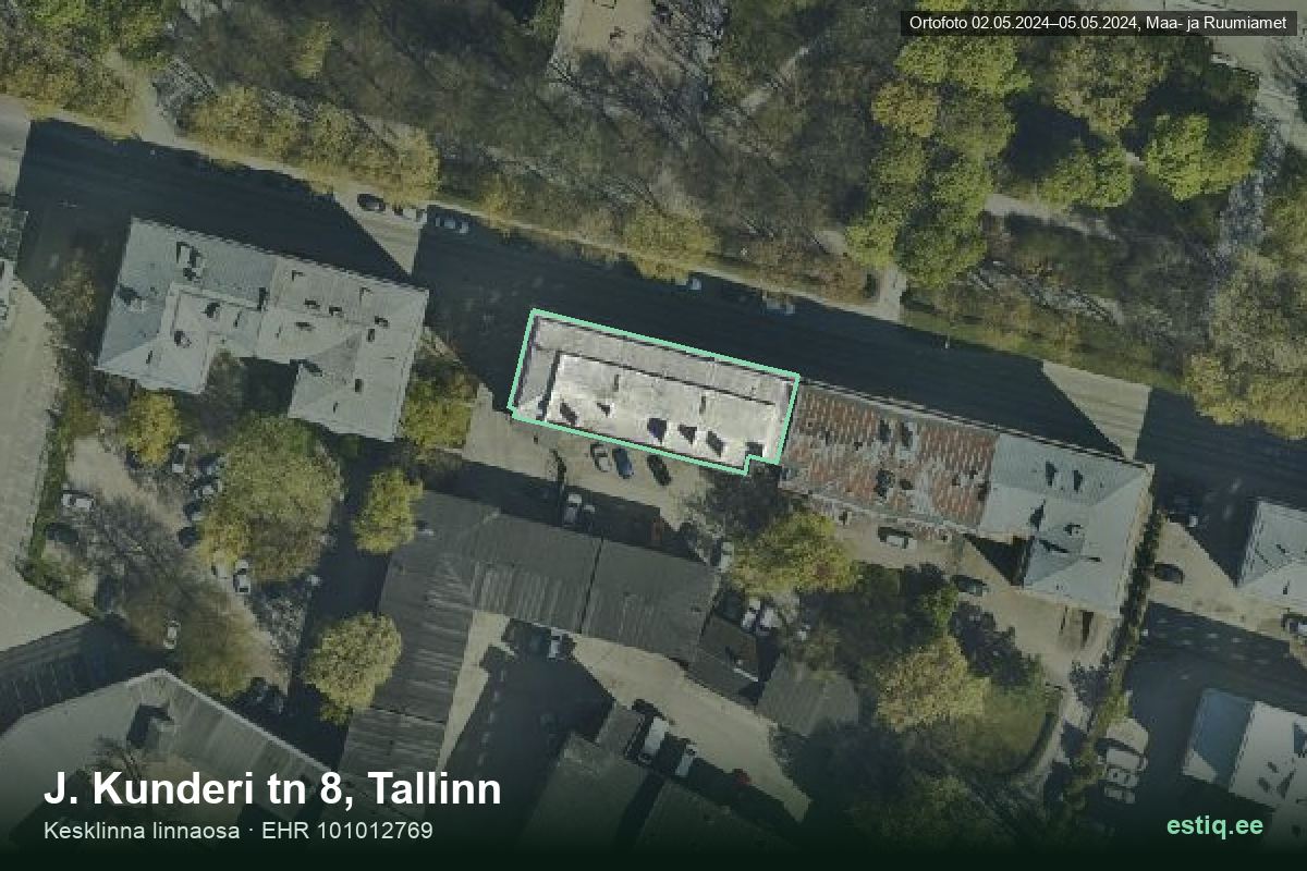 J. Kunderi tänav 8, Tallinn – hoone aerofoto, kontuur ehitisregistri (EHR) andmetest