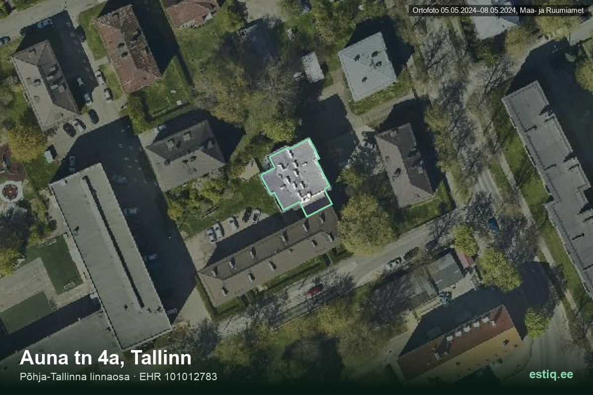 Auna tänav 4a, Tallinn – aerial photo of the building, outline from the Building Register (EHR)