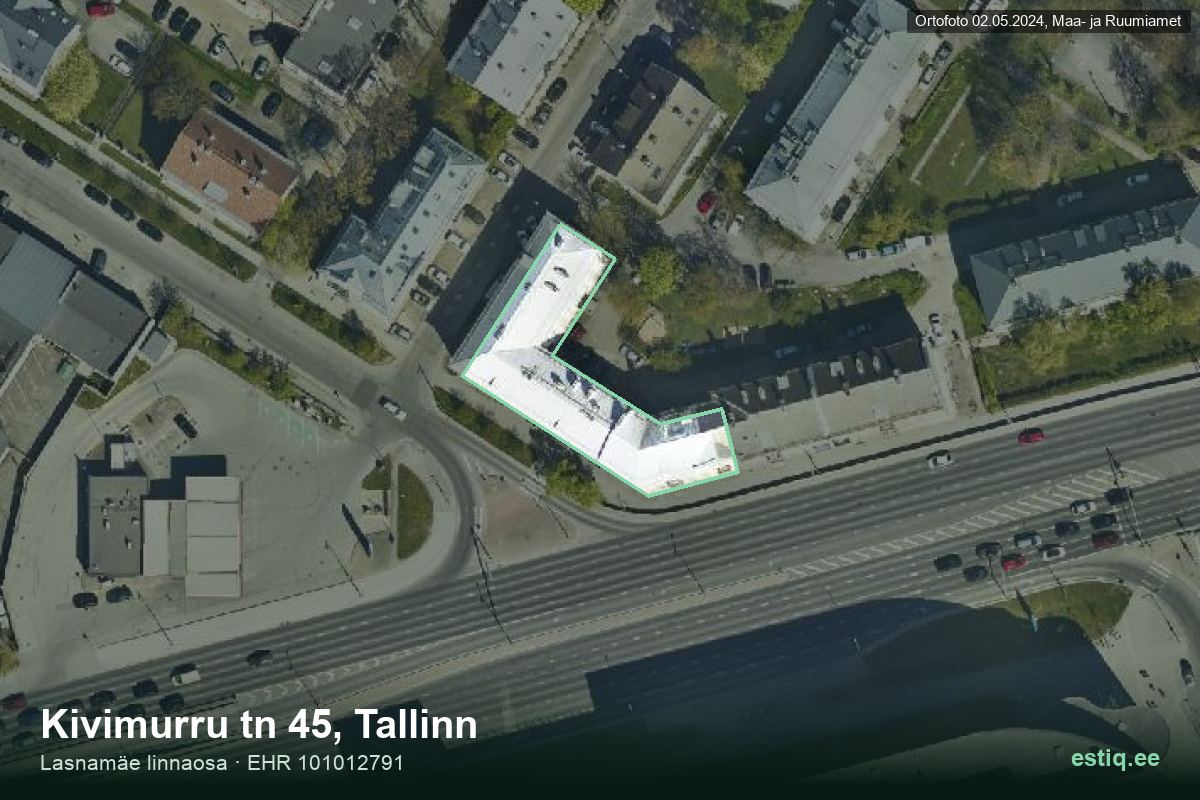 Kivimurru tänav 45, Tallinn – aerial photo of the building, outline from the Building Register (EHR)