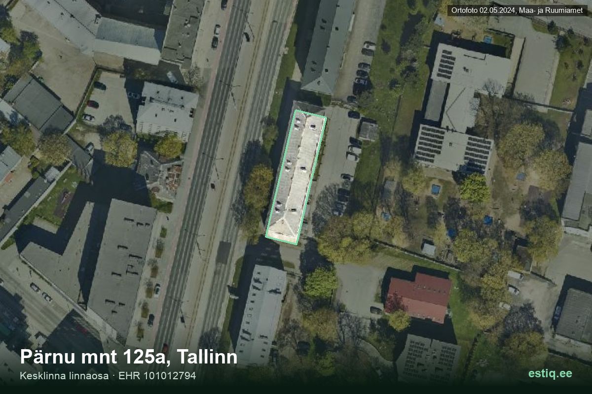 Pärnu mnt 125a, Tallinn – hoone aerofoto, kontuur ehitisregistri (EHR) andmetest
