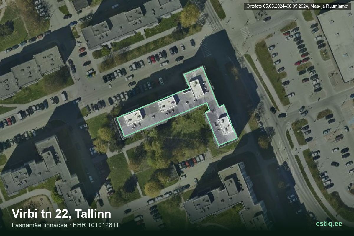 Virbi tänav 22, Tallinn – hoone aerofoto, kontuur ehitisregistri (EHR) andmetest