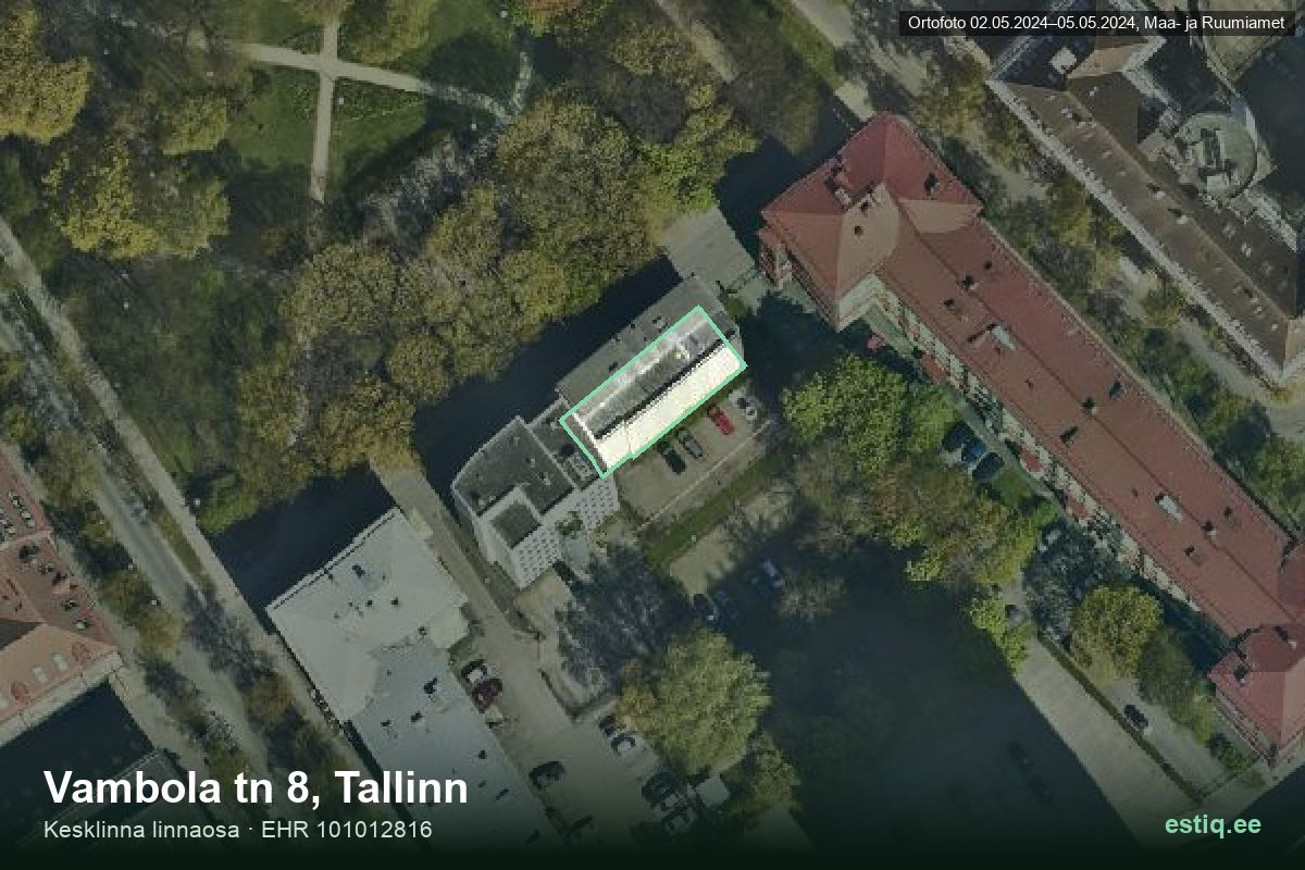 Vambola tänav 8, Tallinn – ilmakuva rakennuksesta, ääriviiva rakennusrekisteristä (EHR)