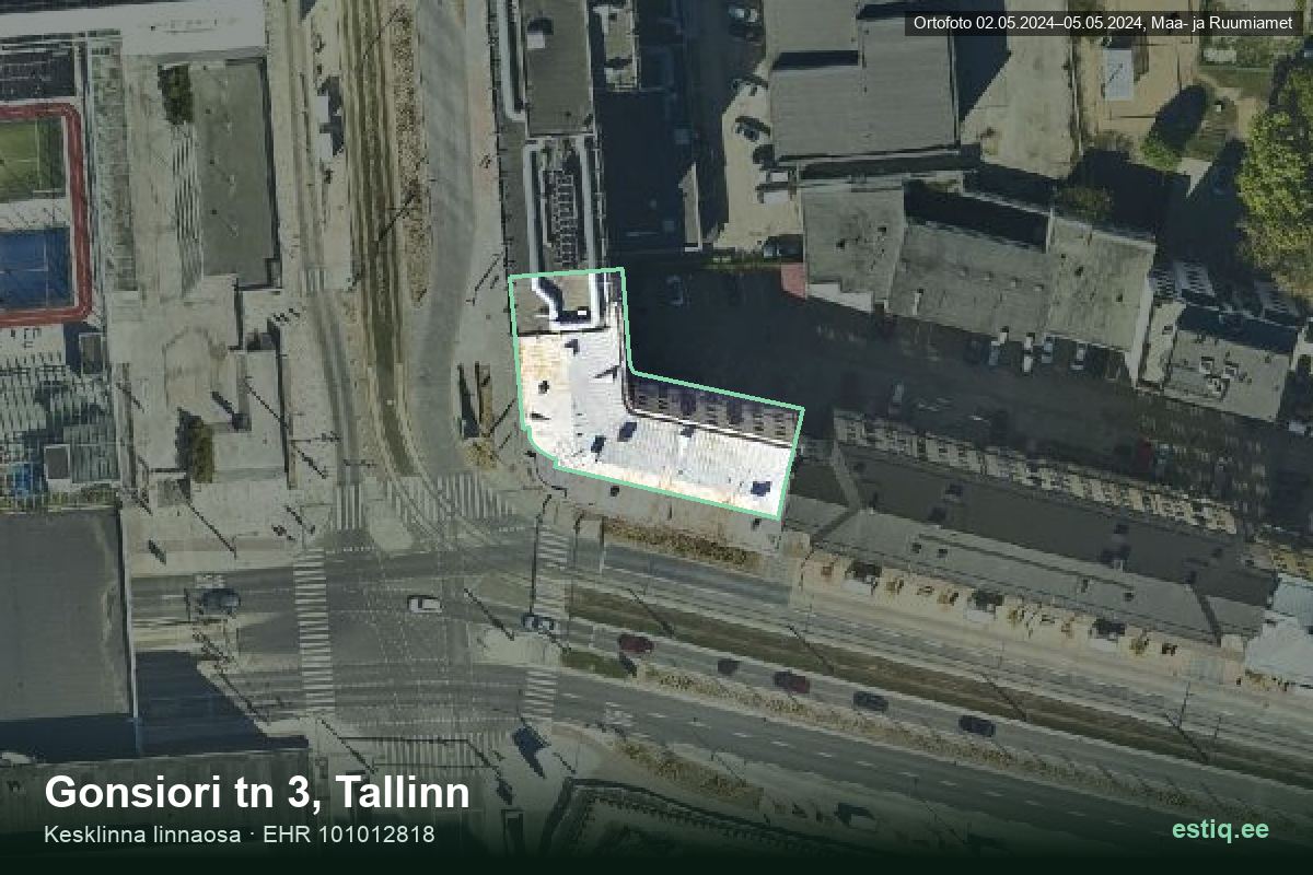 Gonsiori tänav 3, Tallinn – hoone aerofoto, kontuur ehitisregistri (EHR) andmetest