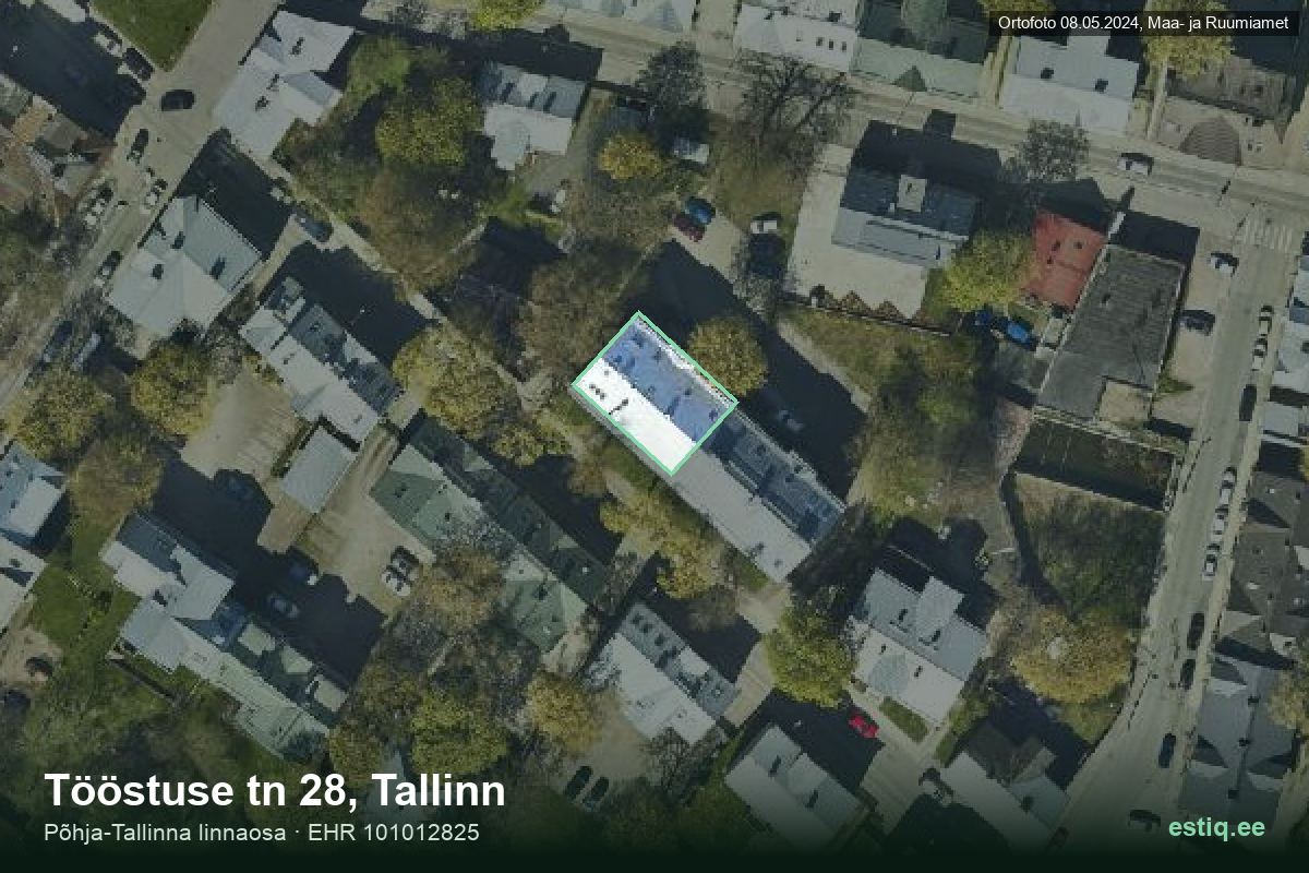 Tööstuse tänav 28, Tallinn – hoone aerofoto, kontuur ehitisregistri (EHR) andmetest
