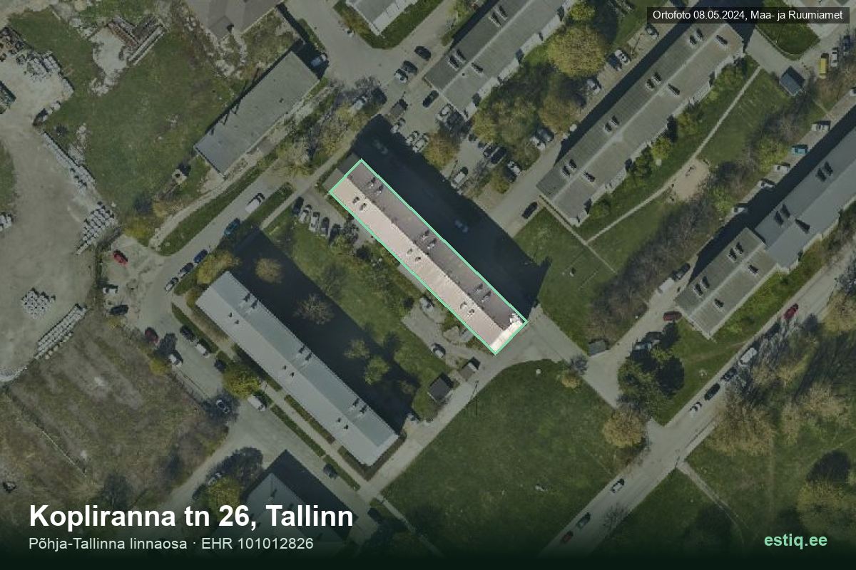 Kopliranna tänav 26, Tallinn – hoone aerofoto, kontuur ehitisregistri (EHR) andmetest