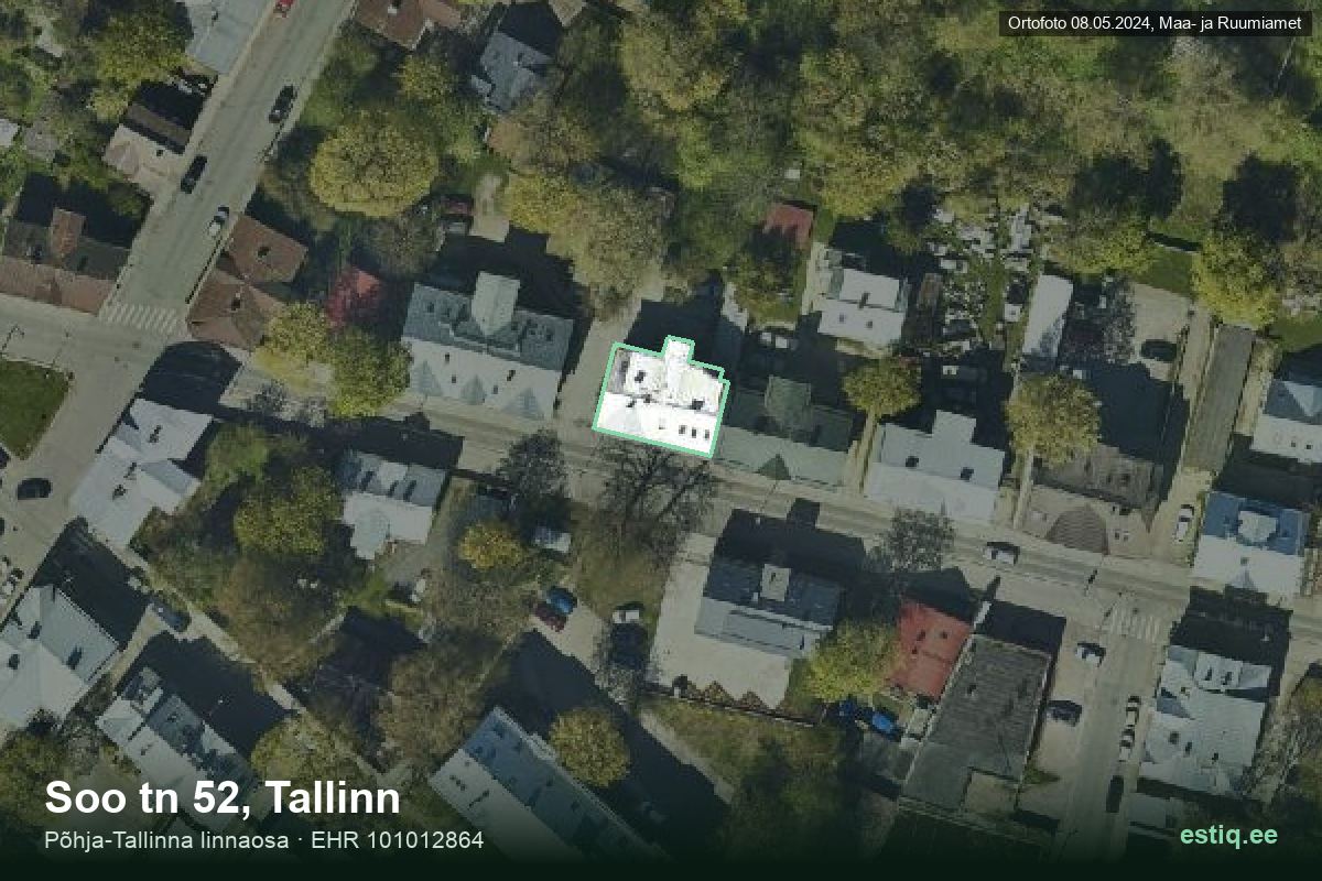 Soo tänav 52, Tallinn – hoone aerofoto, kontuur ehitisregistri (EHR) andmetest