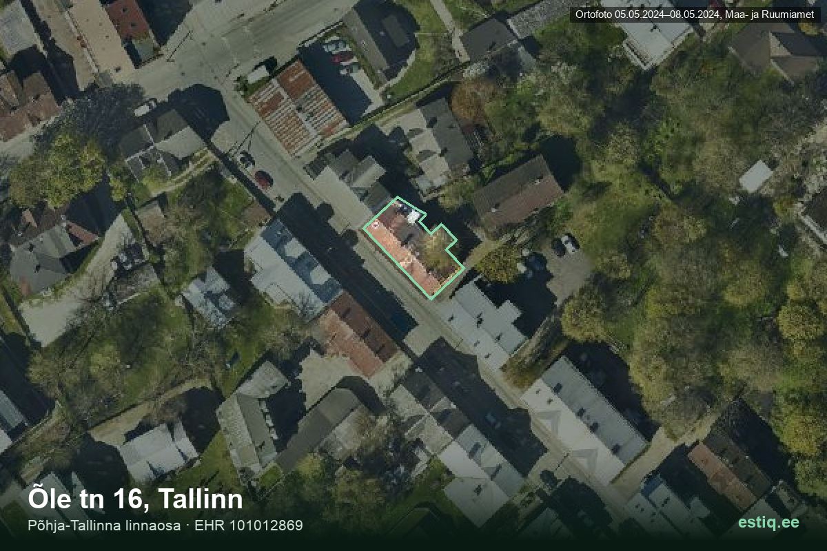 Õle tänav 16, Tallinn – hoone aerofoto, kontuur ehitisregistri (EHR) andmetest
