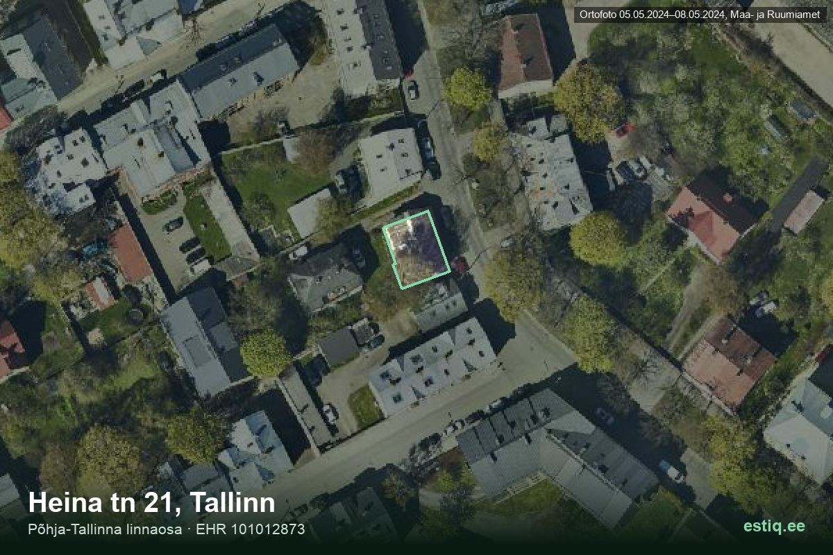 Heina tänav 21, Tallinn – ilmakuva rakennuksesta, ääriviiva rakennusrekisteristä (EHR)