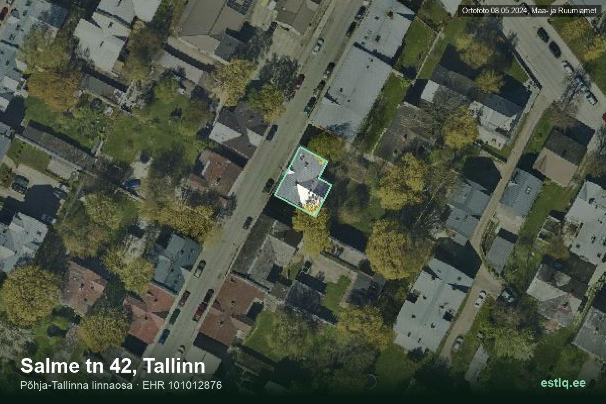 Salme tänav 42, Tallinn – hoone aerofoto, kontuur ehitisregistri (EHR) andmetest