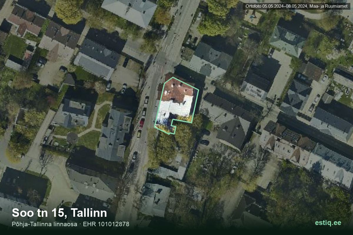 Soo tänav 15, Tallinn – hoone aerofoto, kontuur ehitisregistri (EHR) andmetest