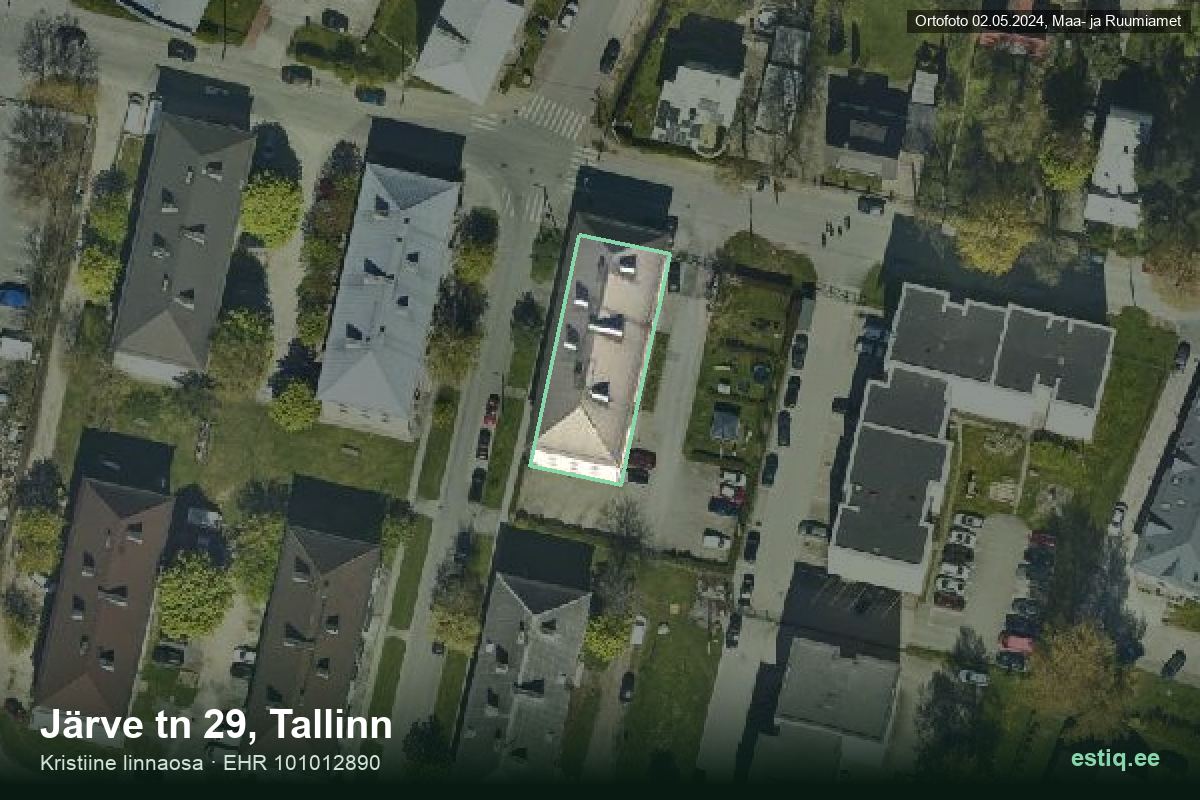 Järve tänav 29, Tallinn – hoone aerofoto, kontuur ehitisregistri (EHR) andmetest