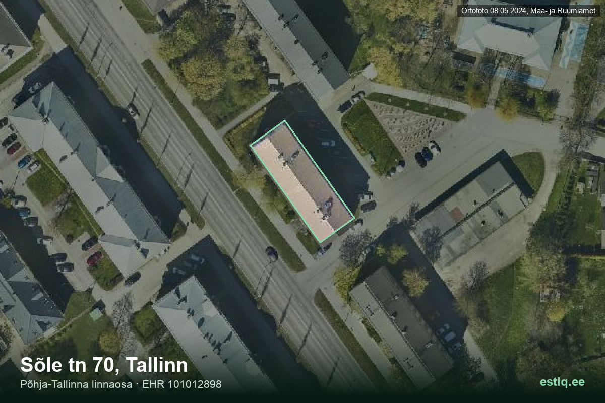 Sõle tänav 70, Tallinn – hoone aerofoto, kontuur ehitisregistri (EHR) andmetest