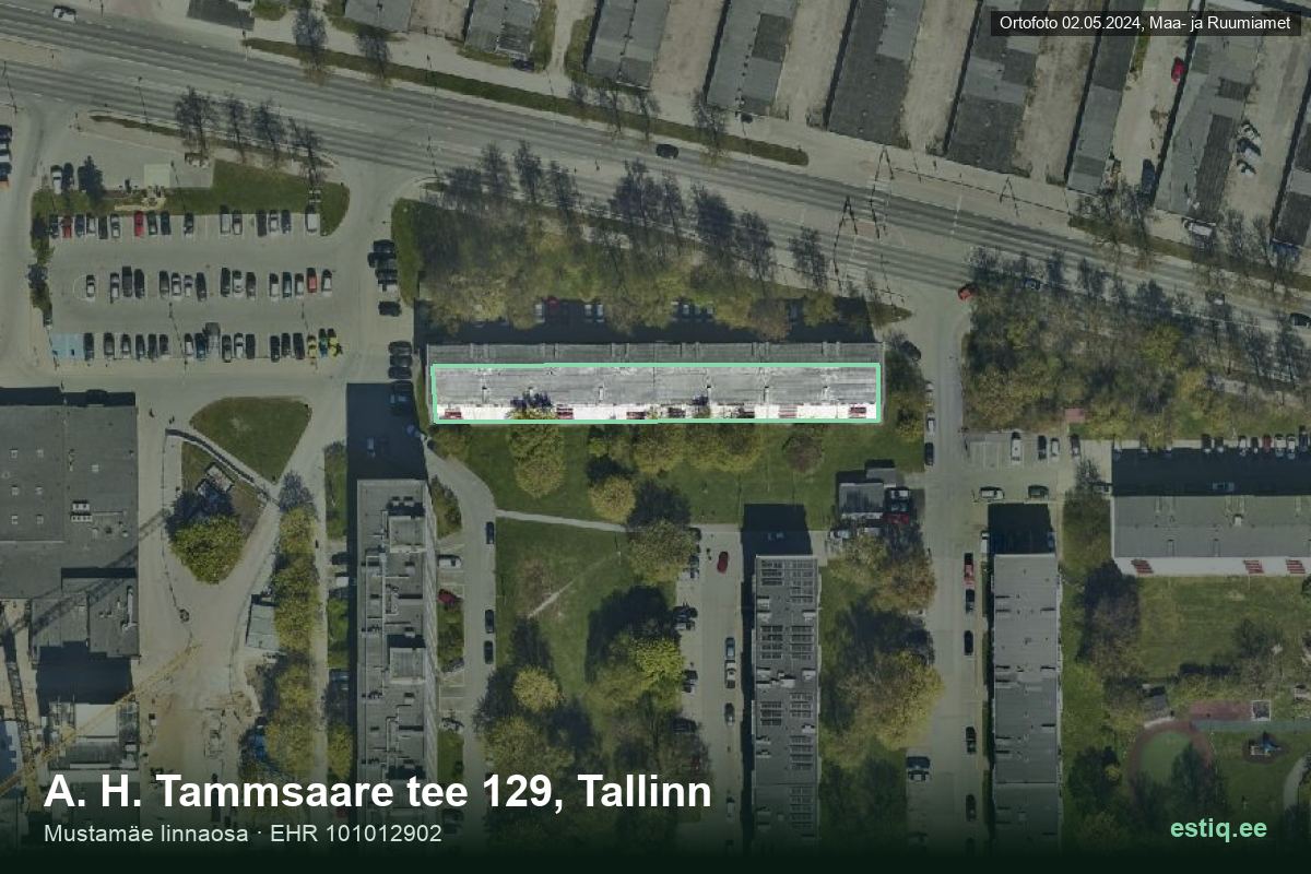 A. H. Tammsaare tee 129, Tallinn – hoone aerofoto, kontuur ehitisregistri (EHR) andmetest