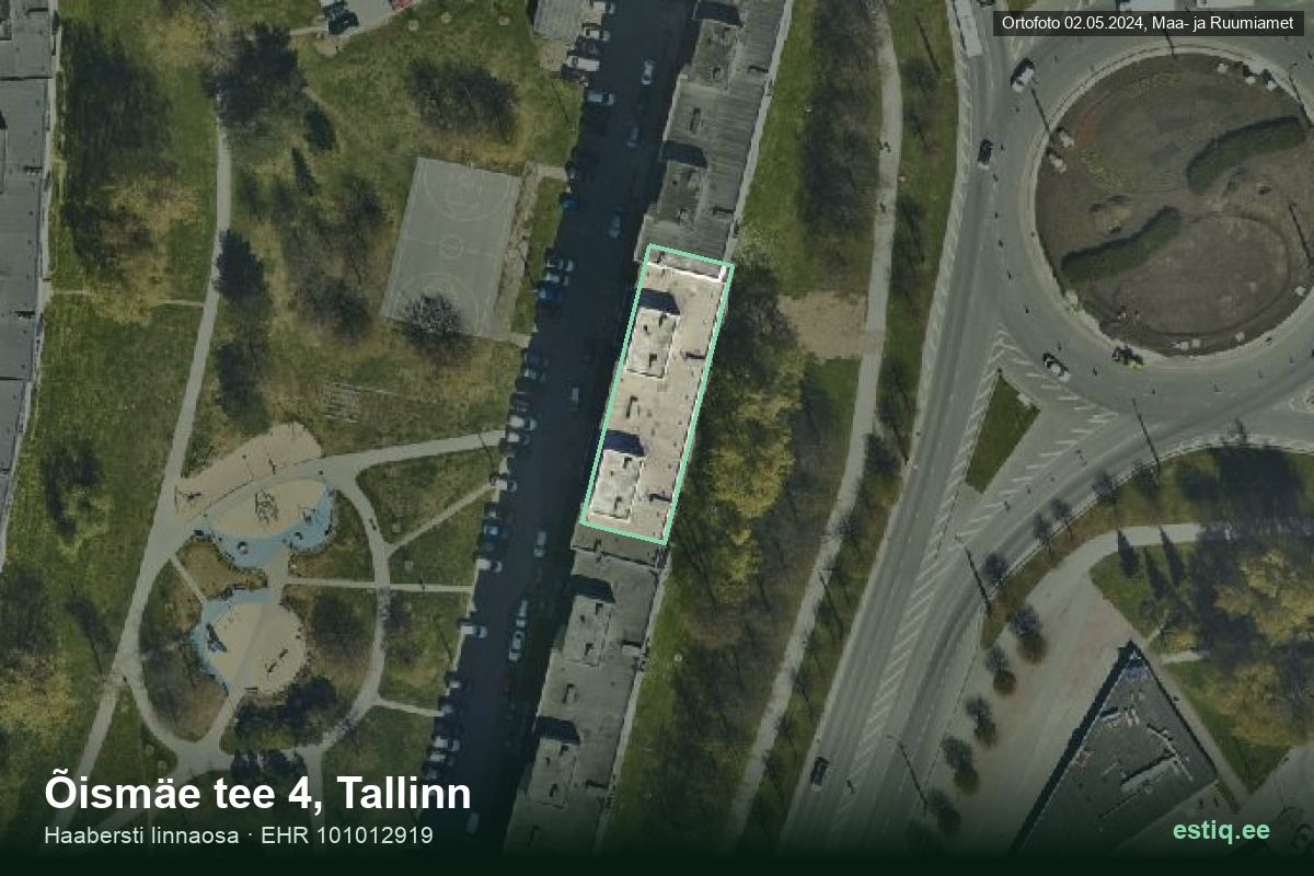 Õismäe tee 4, Tallinn – hoone aerofoto, kontuur ehitisregistri (EHR) andmetest