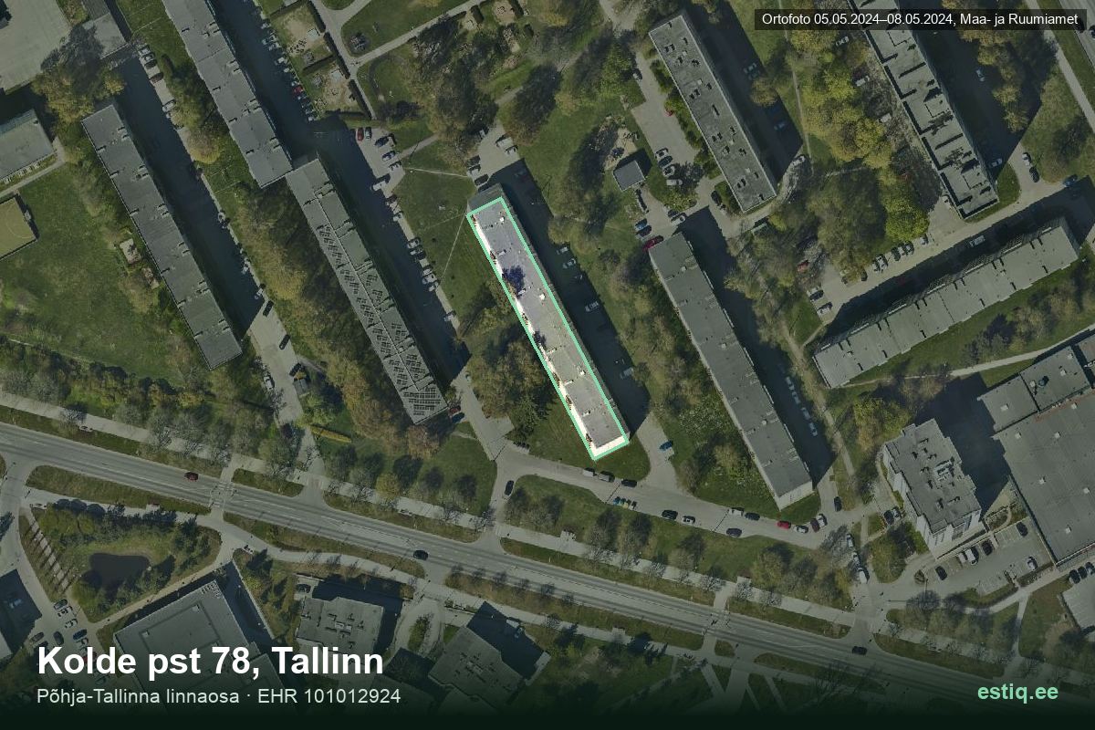 Kolde pst 78, Tallinn – hoone aerofoto, kontuur ehitisregistri (EHR) andmetest