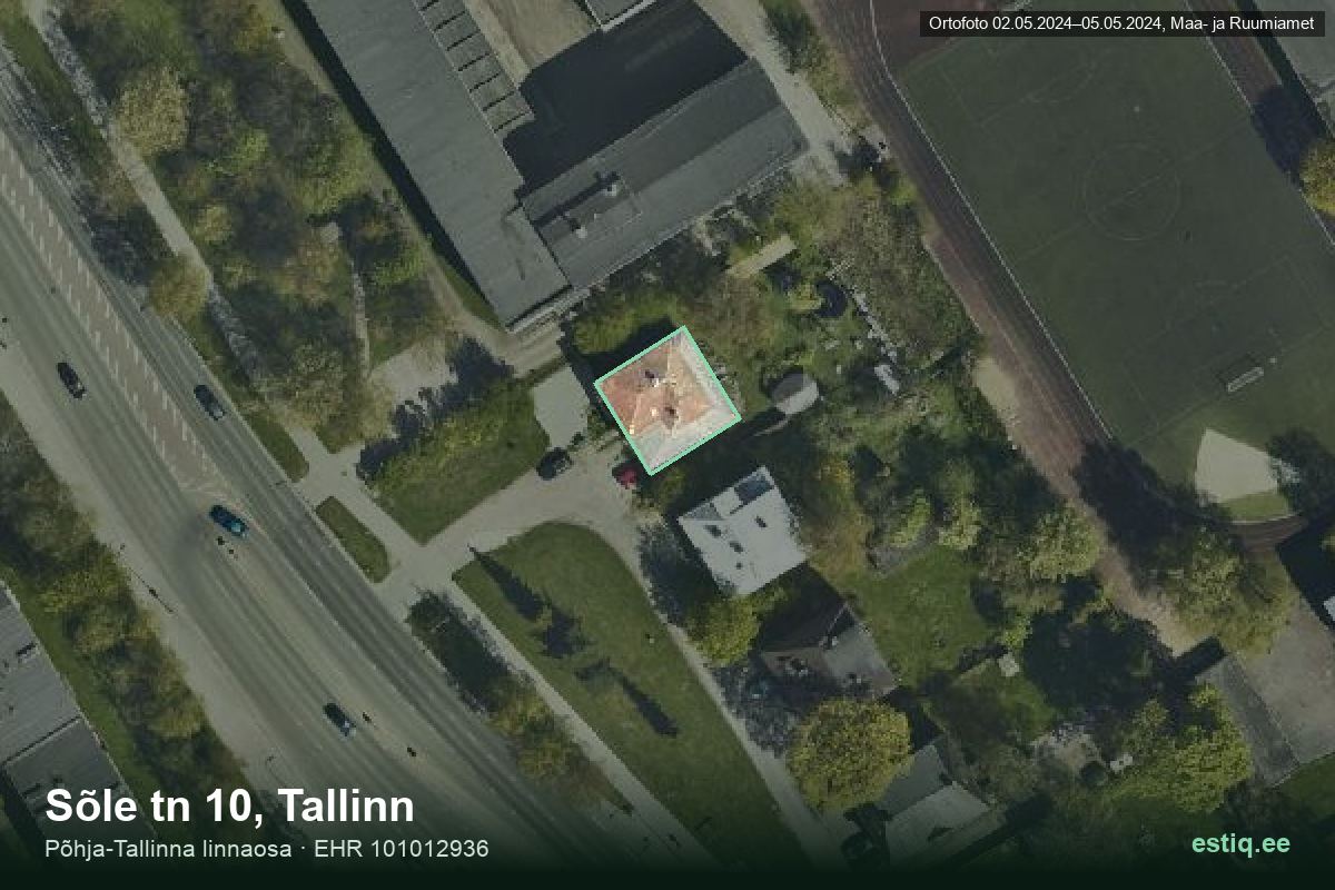 Sõle tänav 10, Tallinn – hoone aerofoto, kontuur ehitisregistri (EHR) andmetest