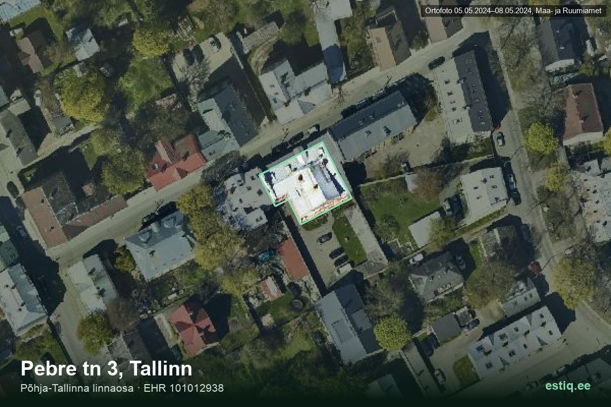 Pebre tänav 3, Tallinn – hoone aerofoto, kontuur ehitisregistri (EHR) andmetest