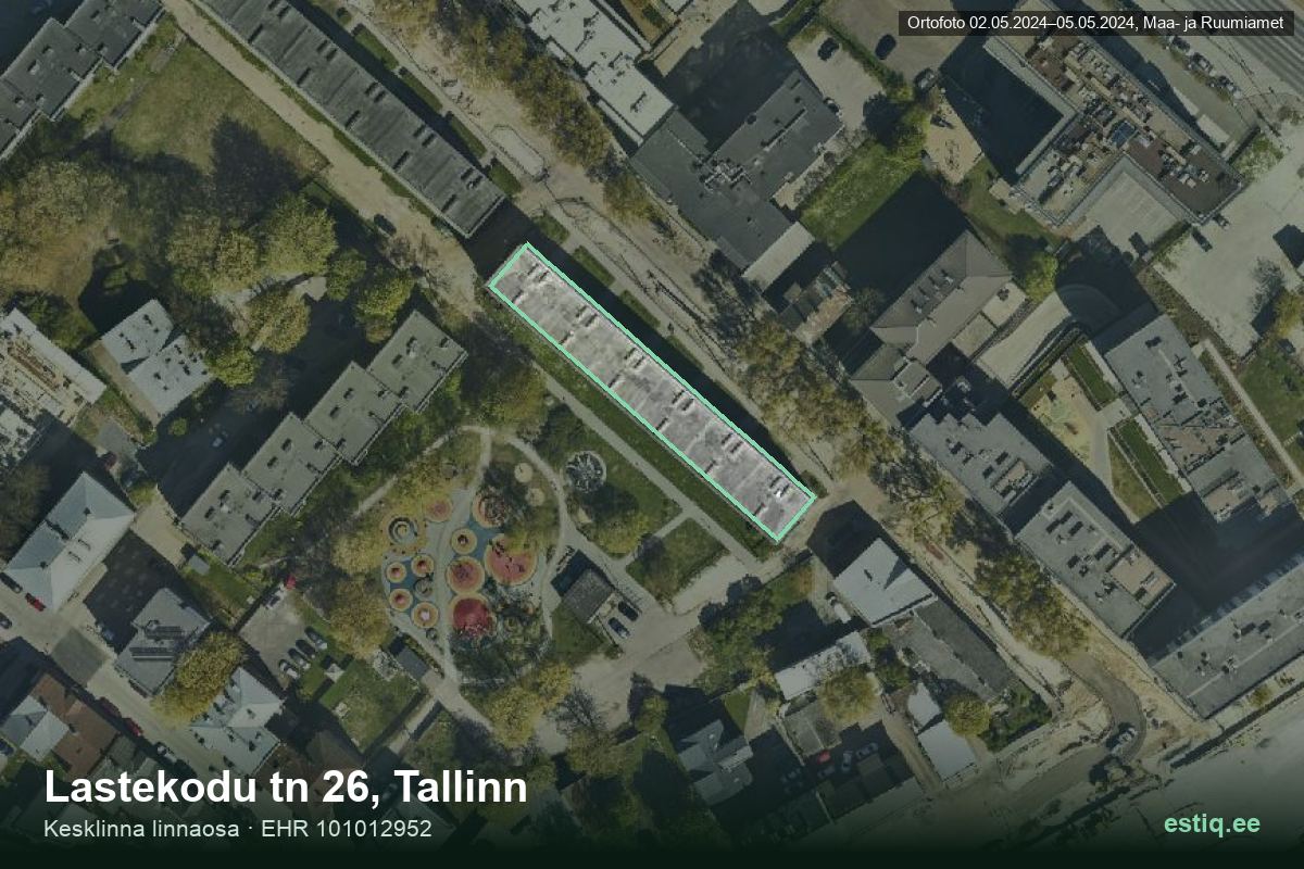 Lastekodu tänav 26, Tallinn – aerial photo of the building, outline from the Building Register (EHR)