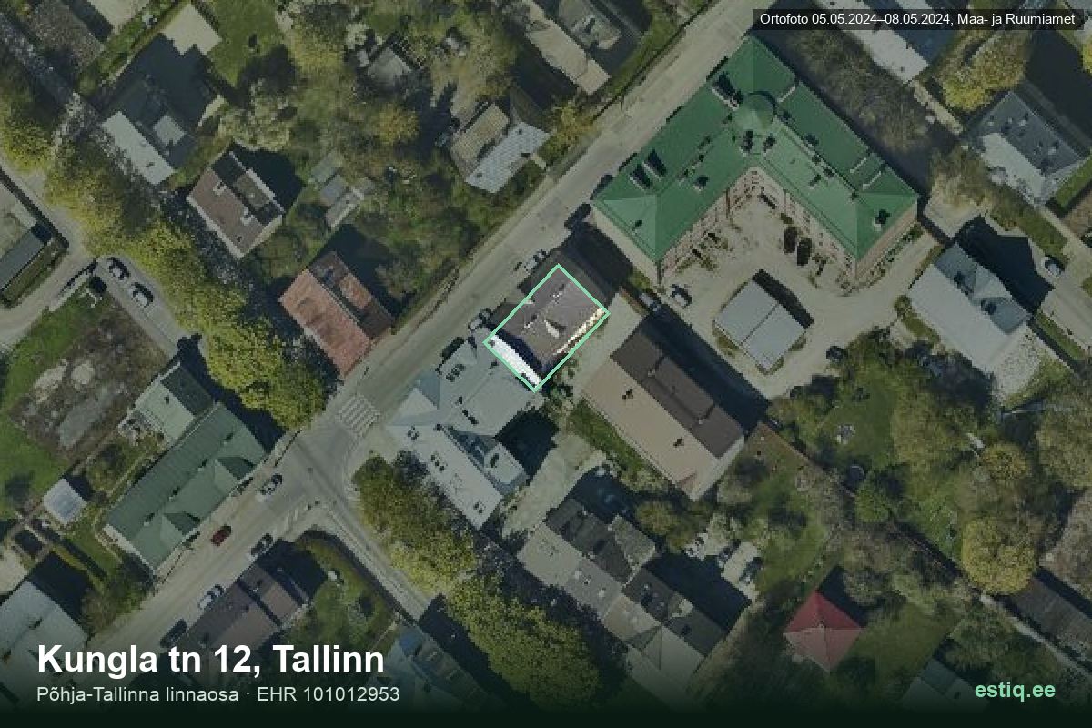 Kungla tänav 12, Tallinn – hoone aerofoto, kontuur ehitisregistri (EHR) andmetest