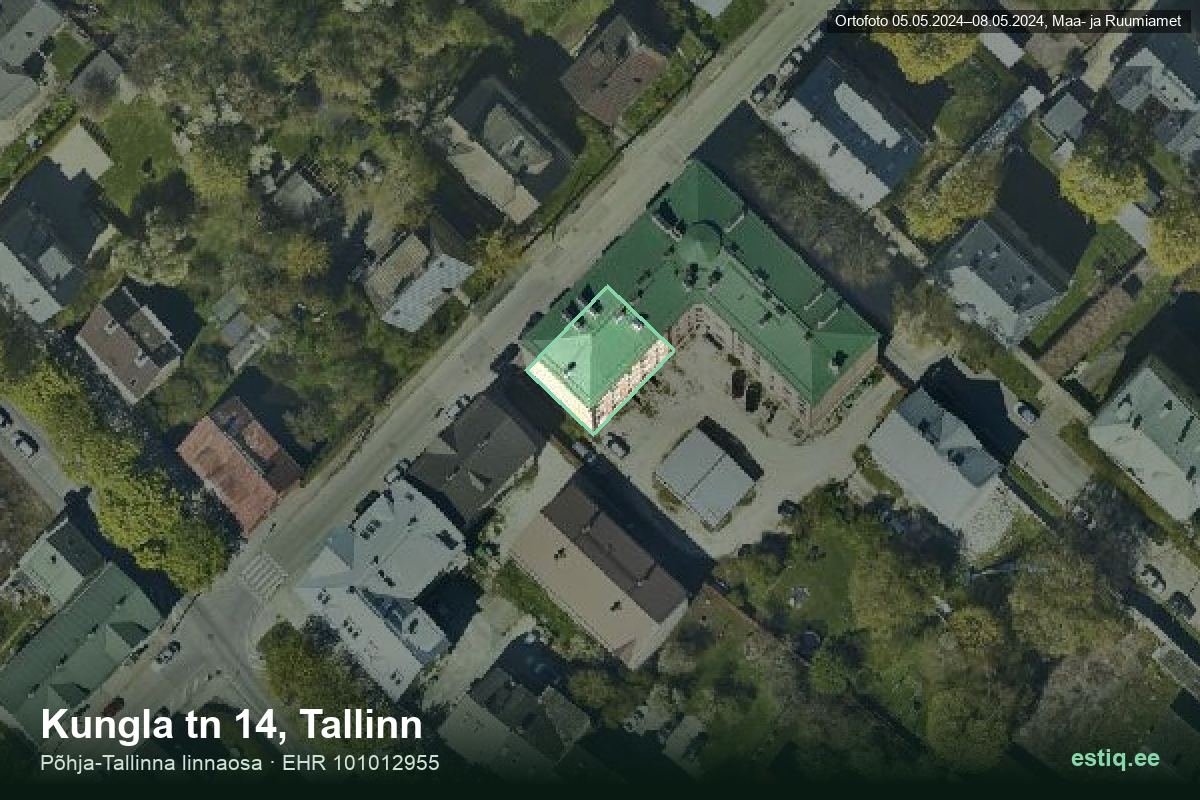 Kungla tänav 14, Tallinn – hoone aerofoto, kontuur ehitisregistri (EHR) andmetest