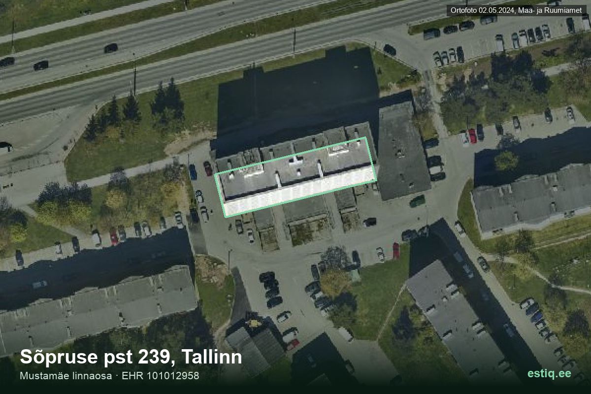 Sõpruse pst 239, Tallinn – ilmakuva rakennuksesta, ääriviiva rakennusrekisteristä (EHR)