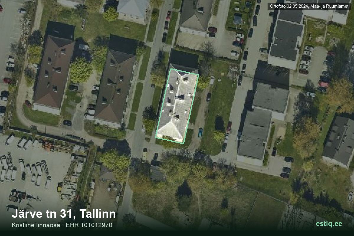 Järve tänav 31, Tallinn – hoone aerofoto, kontuur ehitisregistri (EHR) andmetest