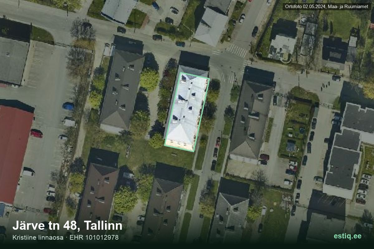 Järve tänav 48, Tallinn – hoone aerofoto, kontuur ehitisregistri (EHR) andmetest