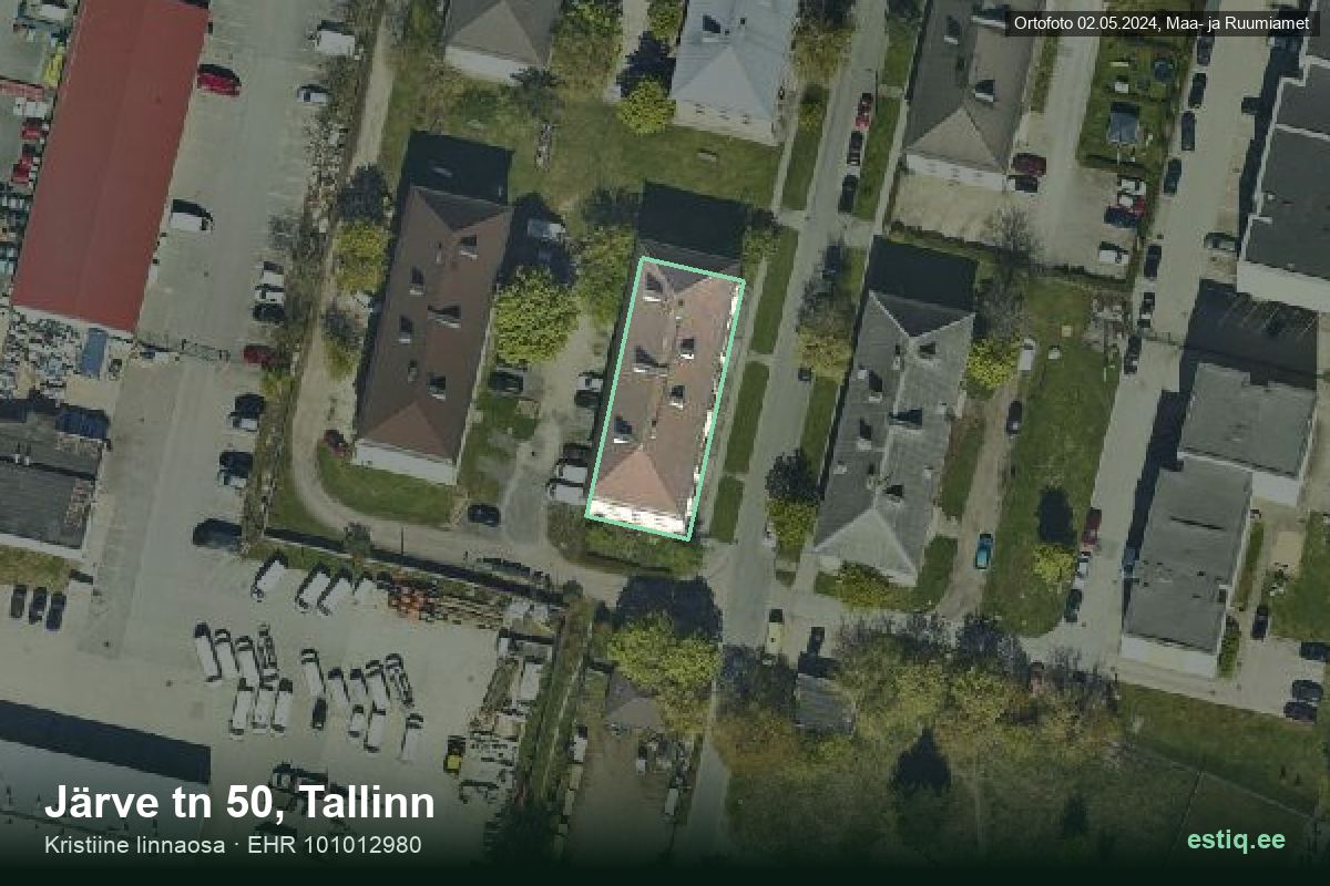 Järve tänav 50, Tallinn – hoone aerofoto, kontuur ehitisregistri (EHR) andmetest