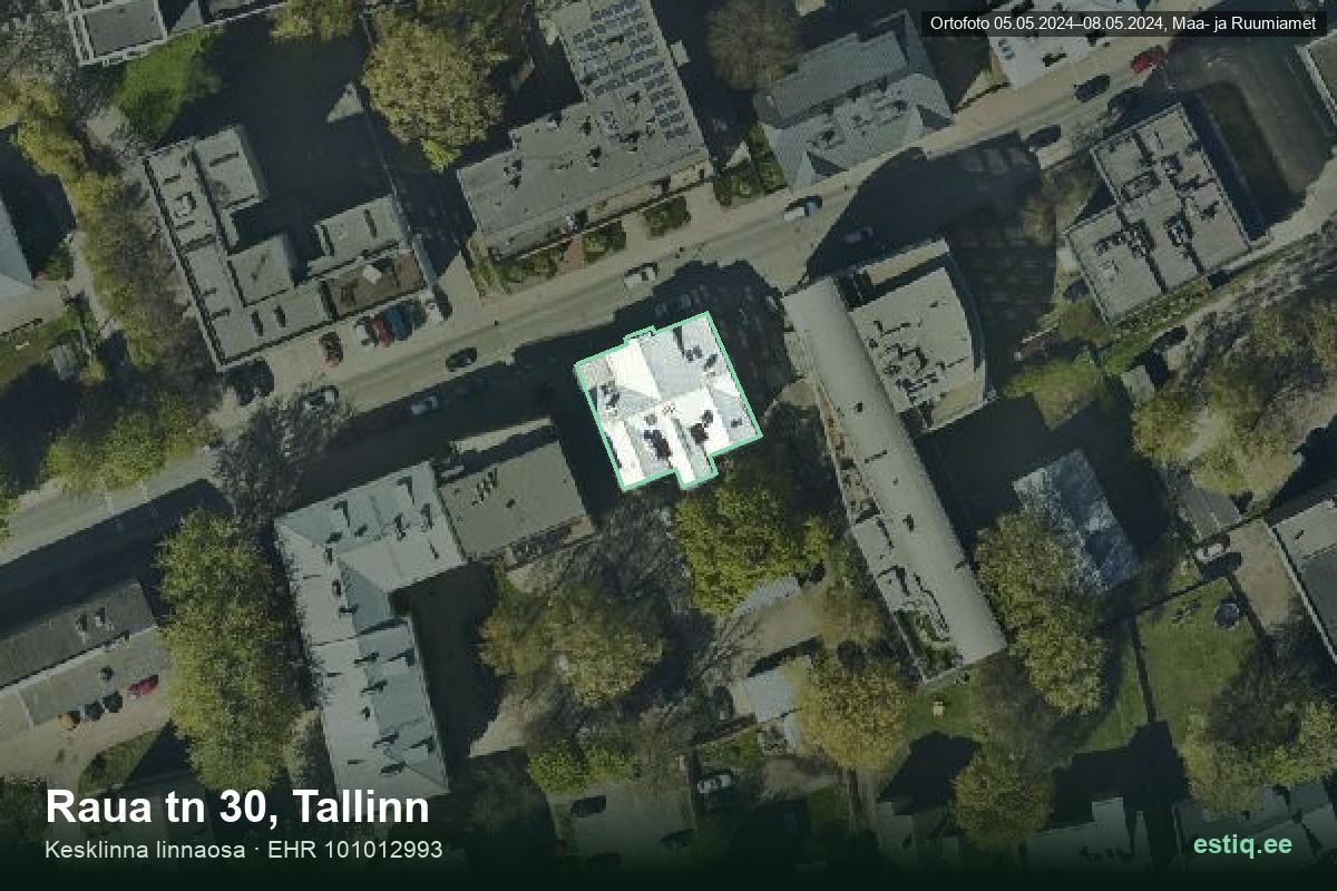 Raua tänav 30, Tallinn – hoone aerofoto, kontuur ehitisregistri (EHR) andmetest