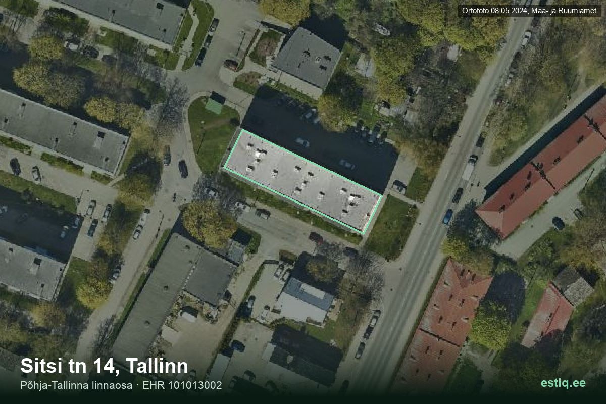 Sitsi tänav 14, Tallinn – aerial photo of the building, outline from the Building Register (EHR)