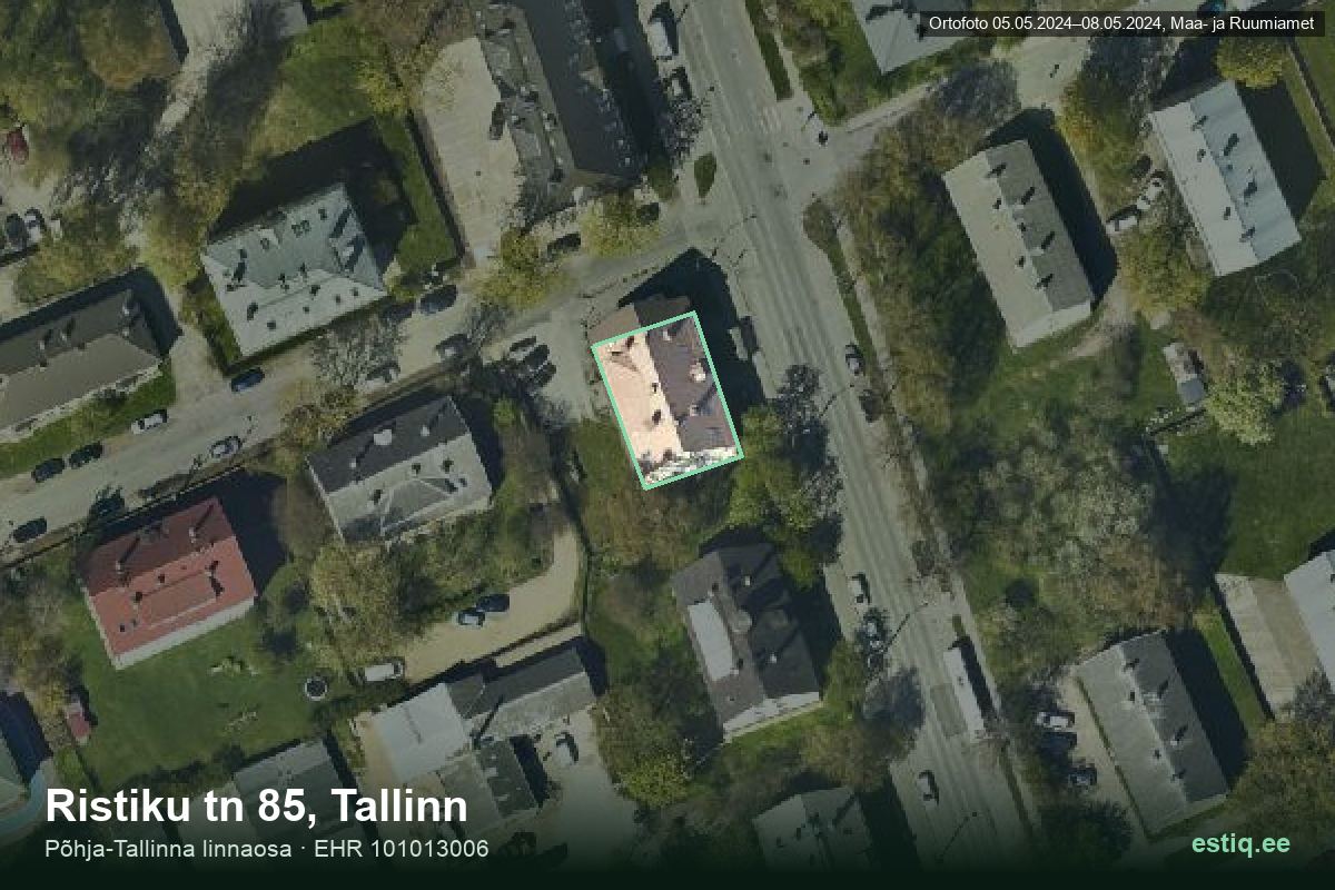 Ristiku tänav 85, Tallinn – hoone aerofoto, kontuur ehitisregistri (EHR) andmetest