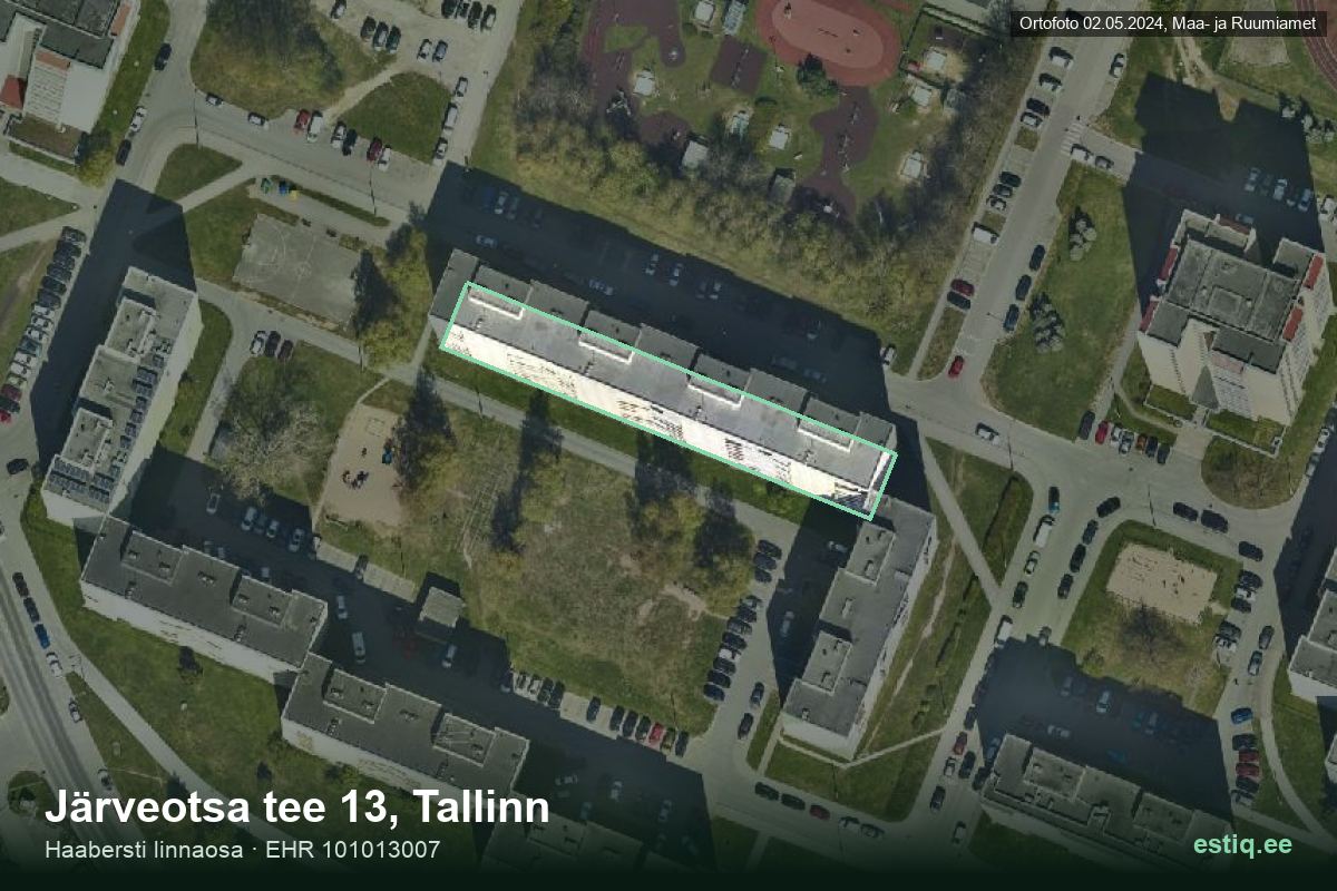 Järveotsa tee 13, Tallinn – hoone aerofoto, kontuur ehitisregistri (EHR) andmetest