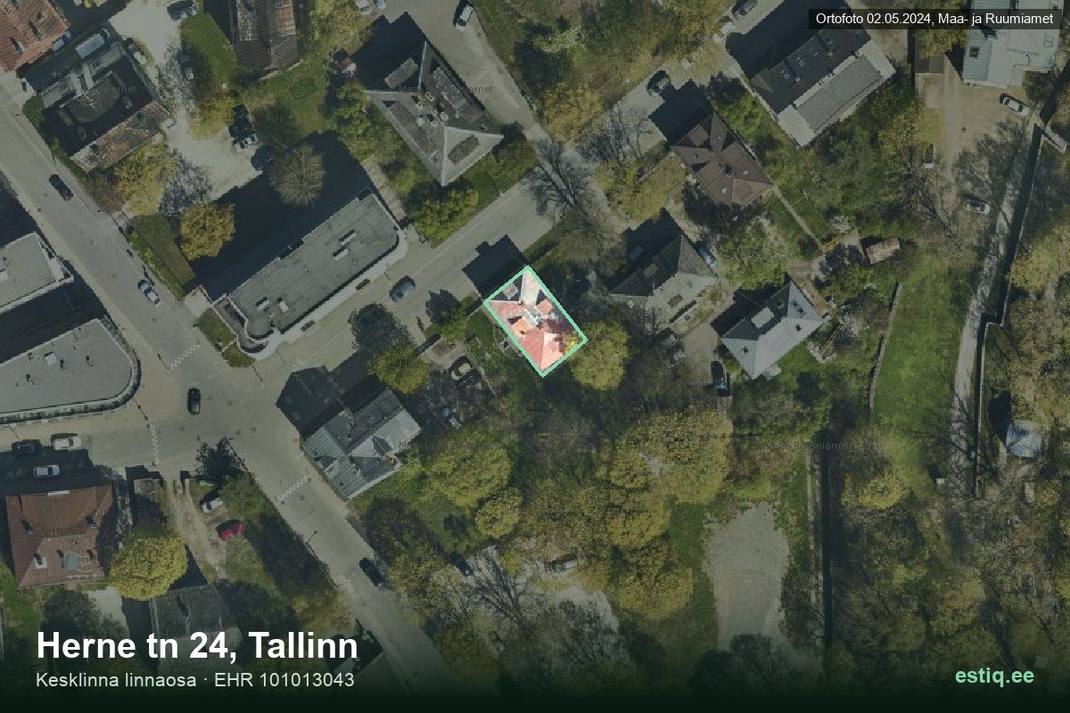 Herne tänav 24, Tallinn – aerial photo of the building, outline from the Building Register (EHR)