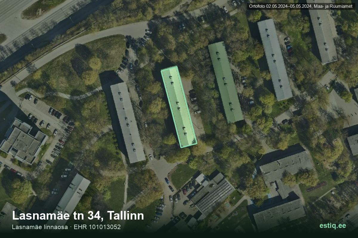 Lasnamäe tänav 34, Tallinn – ilmakuva rakennuksesta, ääriviiva rakennusrekisteristä (EHR)