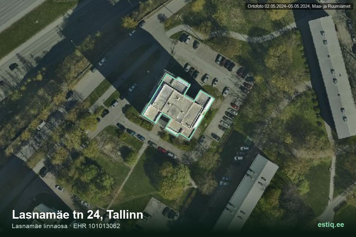 Lasnamäe tänav 24, Tallinn – аэрофото дома, контур по данным регистра строений (EHR)