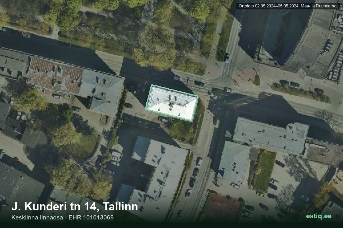 J. Kunderi tänav 14, Tallinn – aerial photo of the building, outline from the Building Register (EHR)